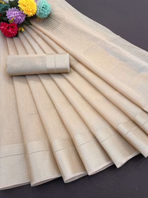 Aquiliq Self Design Bollywood Georgette Saree(Cream)