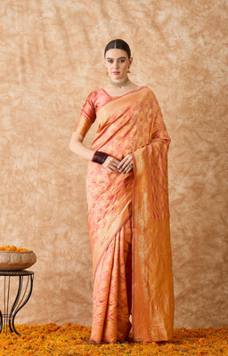 manvaa Embellished Bollywood Silk Blend Saree(Pink)