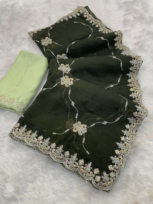 Ethina Fashion Dyed Bollywood Art Silk Saree(Light Green)