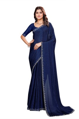 DRIZOMIZ Self Design Bollywood Cotton Silk Saree(Dark Blue)