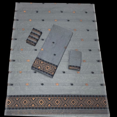 kamdar Woven Mekhela Chador Chanderi, Cotton Blend Saree(Grey)