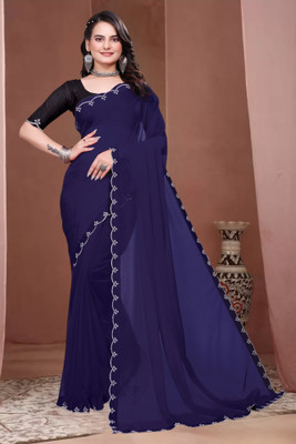 Labheshwari Embellished Bollywood Georgette Saree(Blue)