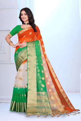 Aarunika IC Digital Print Bollywood Art Silk Saree(Orange)