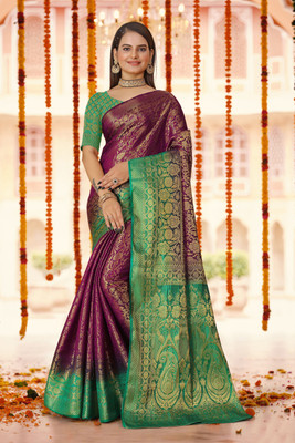 Shilpa Fashon Self Design Banarasi Art Silk Saree(Maroon)