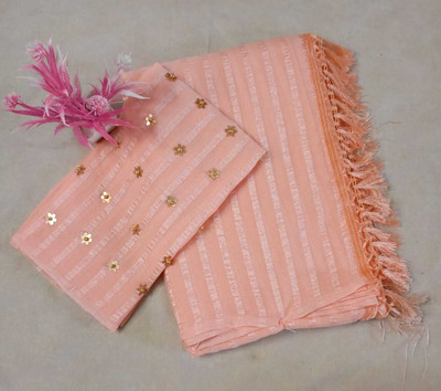 JM FASHIONS HUB Striped, Embellished, Self Design Daily Wear Crepe Saree(Pink)