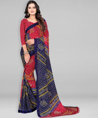Leelavati Printed Bandhani Georgette Saree(Red)