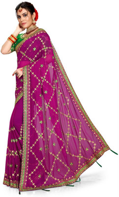 jayant creation Embroidered Bollywood Georgette Saree(Pink)