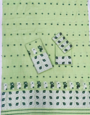 AGARWAL SILK MILS SURAT Woven Mekhela Chador Cotton Blend Saree(Light Green)