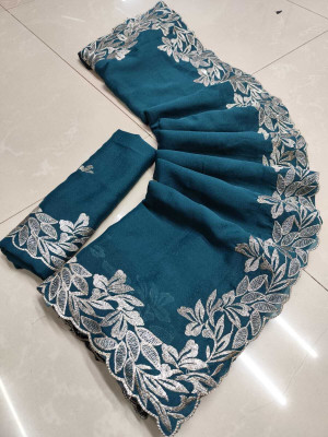 Sareez House Embroidered Bollywood Georgette Saree(Multicolor)