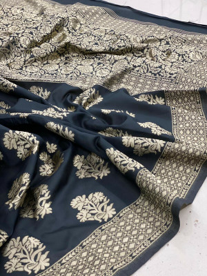 SHWENILA Solid/Plain Assam Silk Pure Silk Saree(Black)