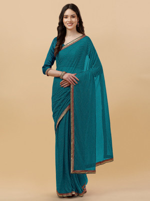 DIVYASHAKTI FASHION Embellished Leheria Silk Blend Saree(Light Blue)