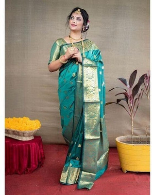 vansh fashion hub Woven Banarasi Jacquard Saree(Light Green)