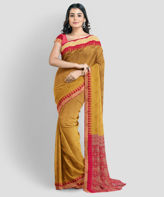 NATIONAL SAREES Printed Bollywood Art Silk Saree(Yellow)