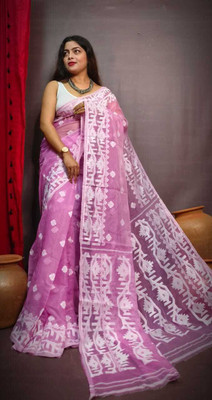 S.K. HOUSE Self Design Jamdani Cotton Silk Saree(Multicolor)