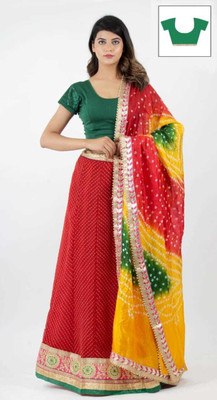 Shri Vinayak Embroidered Chanderi Georgette Saree(Multicolor)