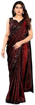 nilaksh enterprise Embroidered Bollywood Lycra Blend Saree(Maroon)