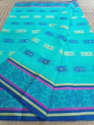 Sreyoshi Woven Tant Pure Cotton Saree(Light Blue)