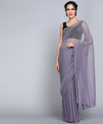 AKFABRICS Solid/Plain Bollywood Lycra Blend Saree(Purple)