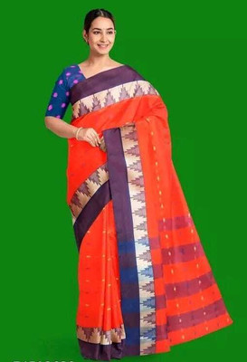 Ghosh handloom Temple Border Tant Pure Cotton Saree(Multicolor)