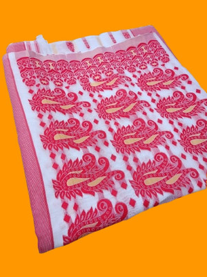 Kanokanjoli Woven Jamdani Handloom Cotton Blend Saree(Multicolor)