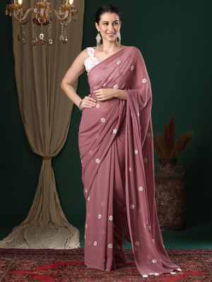 Divastri Embroidered Bollywood Georgette Saree(Gold)