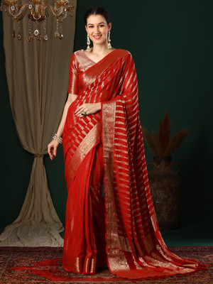 Tasrika Woven Kanjivaram Georgette Saree(Red)