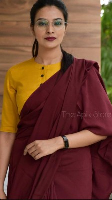 SK Textile Printed Bollywood Pure Cotton Saree(Maroon)