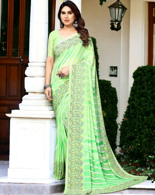 TTH Printed Bollywood Georgette Saree(Green)