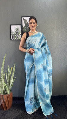 GEETABA FASHION Digital Print Bollywood Georgette Saree(Blue)