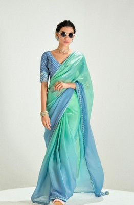 Shree nath Sadi Centre Self Design Handloom Tussar Silk Saree(Light Blue, Light Green)