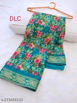 Dhanlaxmi CreationLLP Floral Print, Digital Print Daily Wear Georgette Saree(Light Blue)
