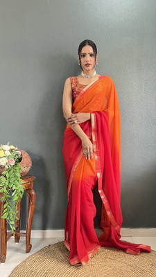 Julee Self Design Banarasi Georgette Saree(Red)