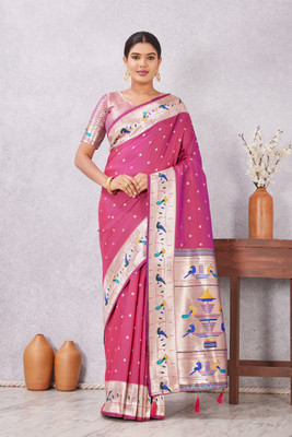 Heirlooms Woven Paithani Pure Silk Saree(Magenta)
