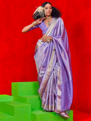 Sareemall Embellished Banarasi Viscose Rayon Saree(Purple)