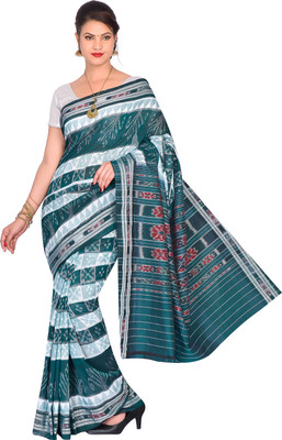 handloom paridhaan Woven Handloom Handloom Pure Cotton Saree(Green, White)
