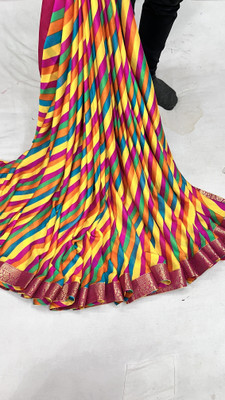 MINE CHOICE Printed Bandhani Crepe Saree(Multicolor)