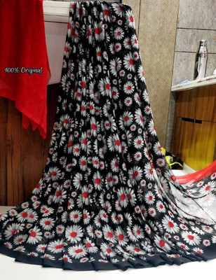 Fancy Fab Printed Daily Wear Chiffon Saree(Red)