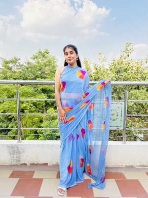 EMMANUEL TRADERS Woven, Temple Border, Striped, Solid/Plain, Self Design Daily Wear Chiffon Saree(Grey)