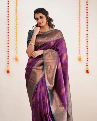 LITIRTHFAB Woven Bollywood Jacquard Saree(Purple)
