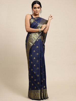 GALANI ENTERPRISE Printed Kanjivaram Pure Silk, Art Silk Saree(Blue)