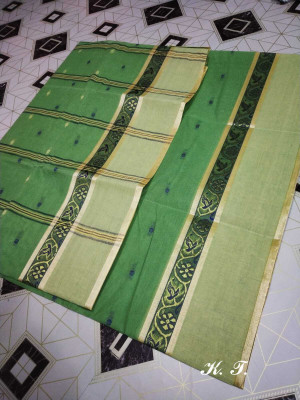 GHOSH TEXTILE Self Design Tant Cotton Blend Saree(Multicolor)