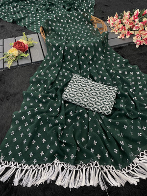 PIYA DESIGNER Printed Bollywood Georgette Saree(Dark Green)