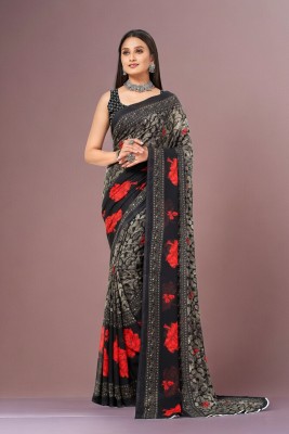 Leelavati Printed Daily Wear Georgette Saree(Black)