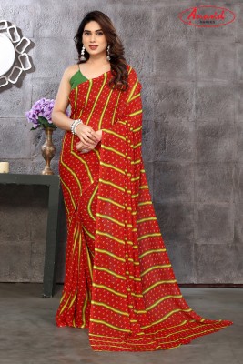 Anand Sarees Striped, Paisley Daily Wear Georgette Saree(Red)