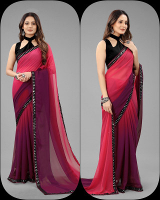 PRANJAL ART Color Block Bollywood Jacquard, Art Silk Saree(Purple)