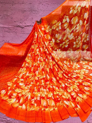 HouseOfCommon Ombre Bollywood Georgette Saree(Orange)