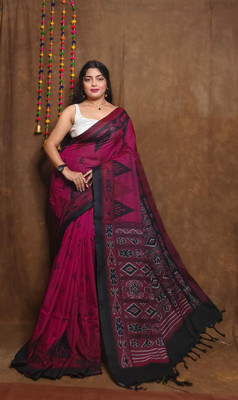 Sia Saree Bazaar Printed Handloom Pure Cotton Saree(Maroon)