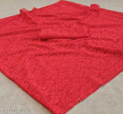 TVISHAFASHION Self Design Bollywood Net Saree(Red)
