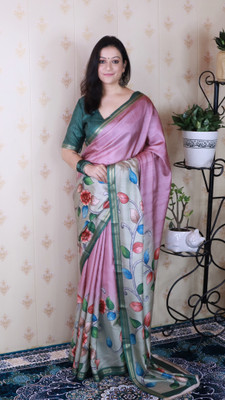 all about you Woven Bollywood Silk Blend Saree(Blue)