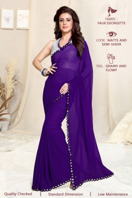 MIRCHI FASHION Solid/Plain Bollywood Georgette Saree(Purple)